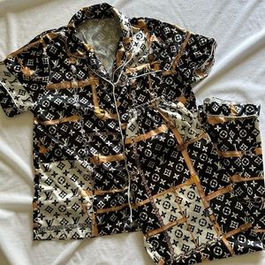 Louie Vuitton Inspired Silky Pajama Set Size Medium
